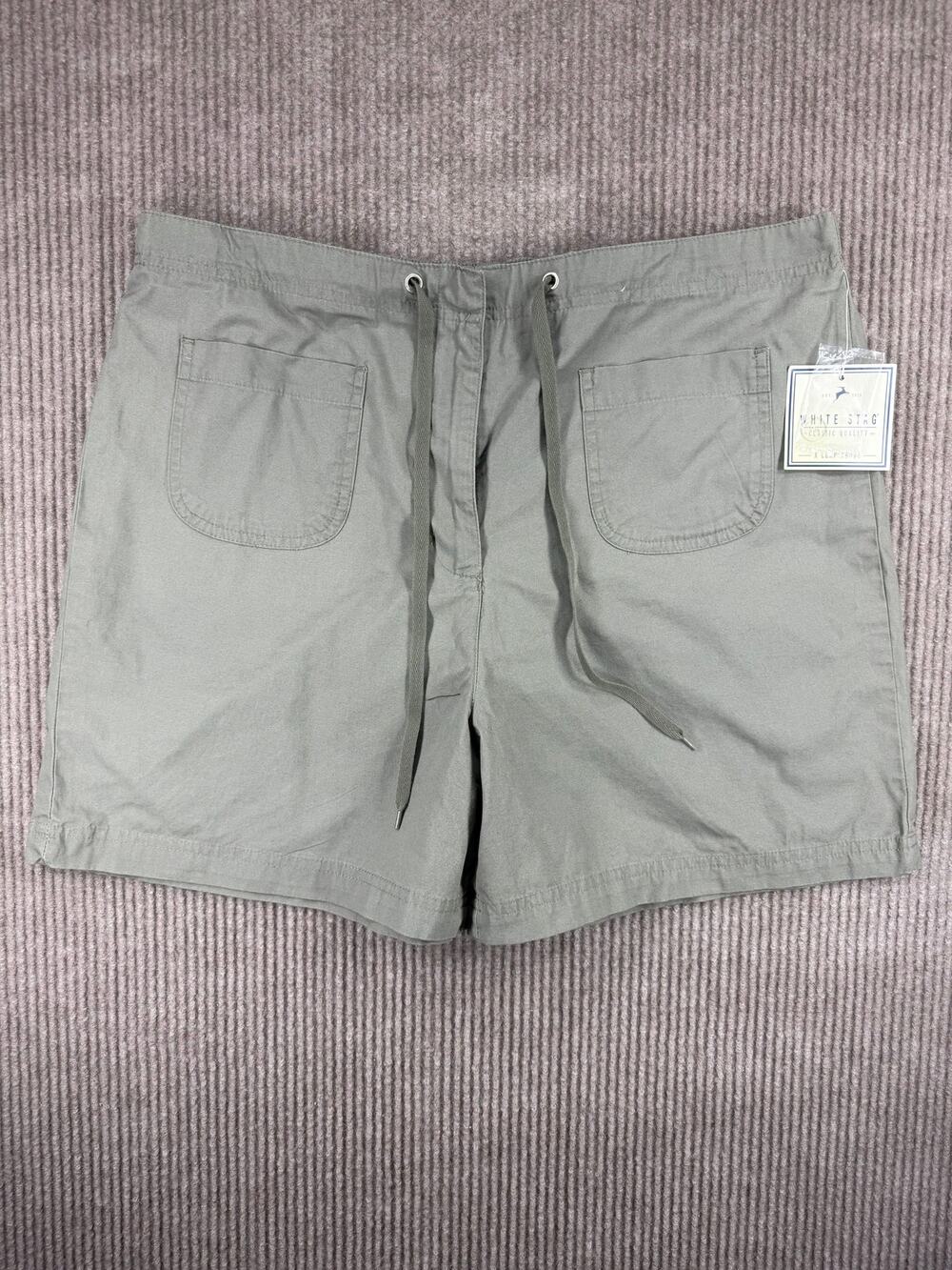 White Stag Green Cotton Utility Drawstring Shorts 14 Y2K Style NWT